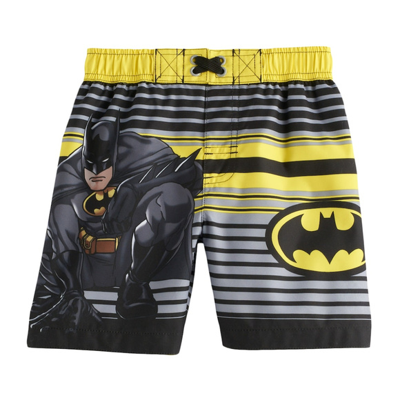 NWT DC Comics Batman Toddler Boys Black//Yellow UPF 50 Swim Trunks 2T or 3T